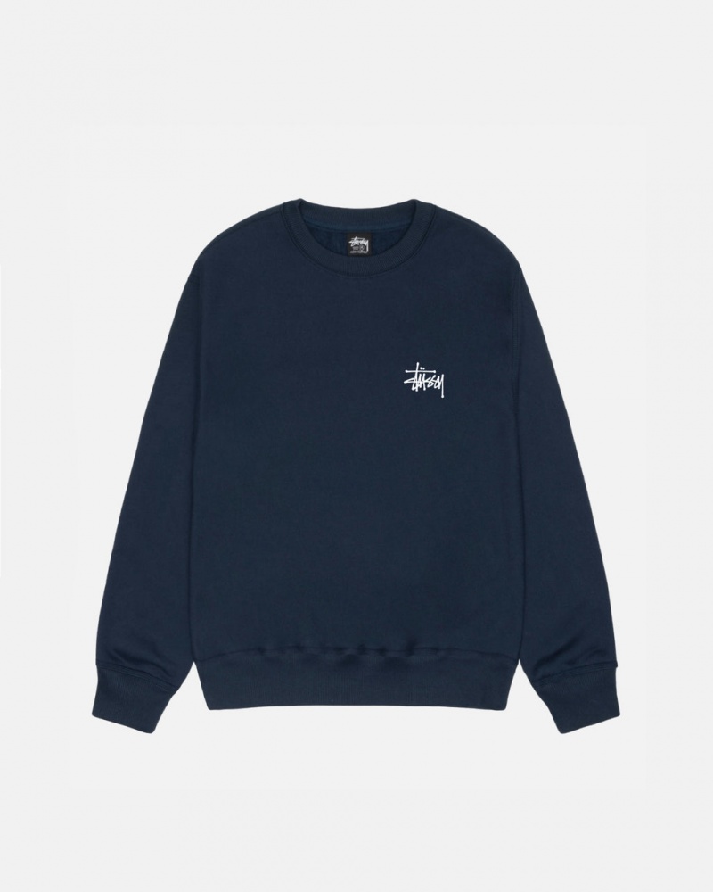 Stussy Basic Stussy Crew - Unisex Hoodies Sötétkék | EHUVG99683