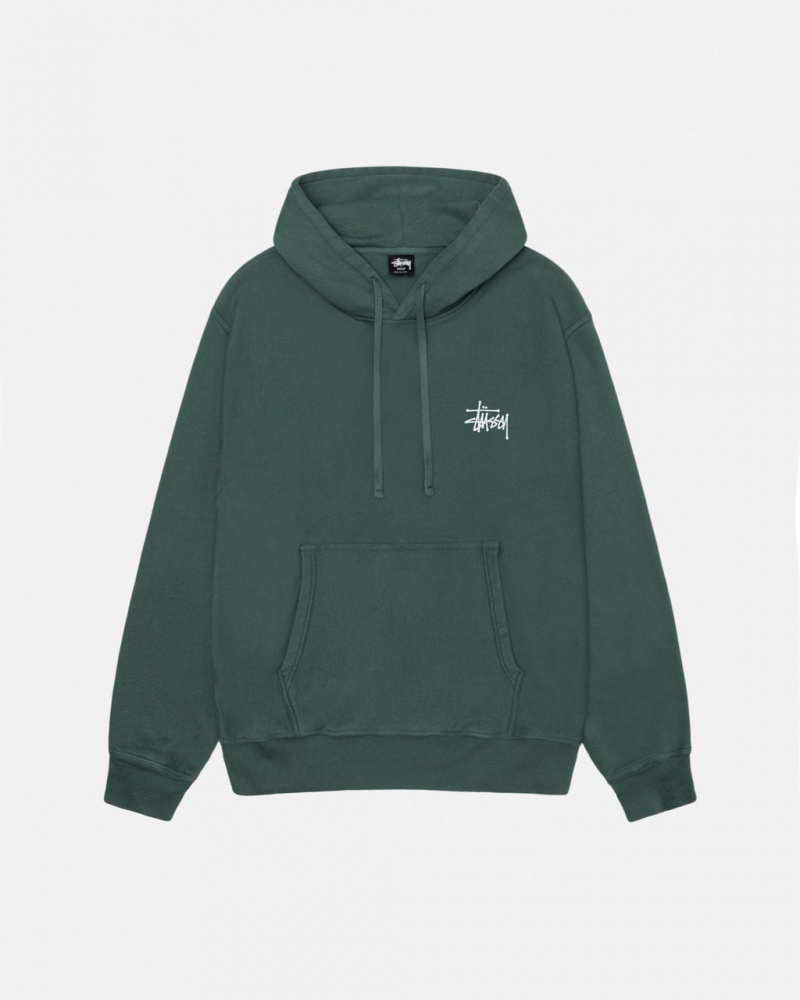 Stussy Basic Stussy Hoodie Pigment Dyed - Unisex Hoodies Zöld | HUIIZ10349