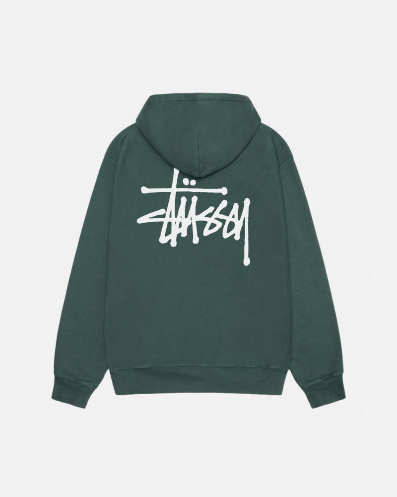 Stussy Basic Stussy Hoodie Pigment Dyed - Unisex Hoodies Zöld | HUIIZ10349