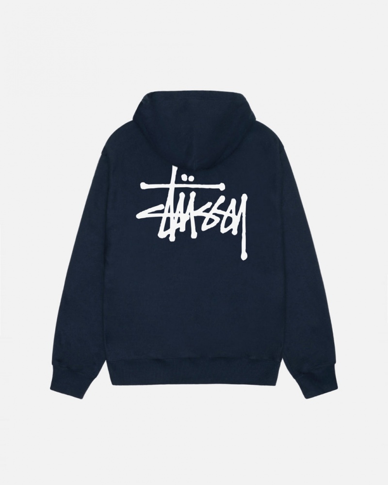 Stussy Basic Stussy Hoodie - Unisex Hoodies Sötétkék | PHUQX65233