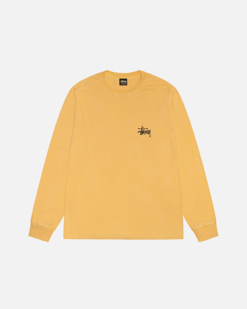 Stussy Basic Stussy LS Tee Pigment Dyed - Unisex Longsleeve Narancssárga | AHUDF55175