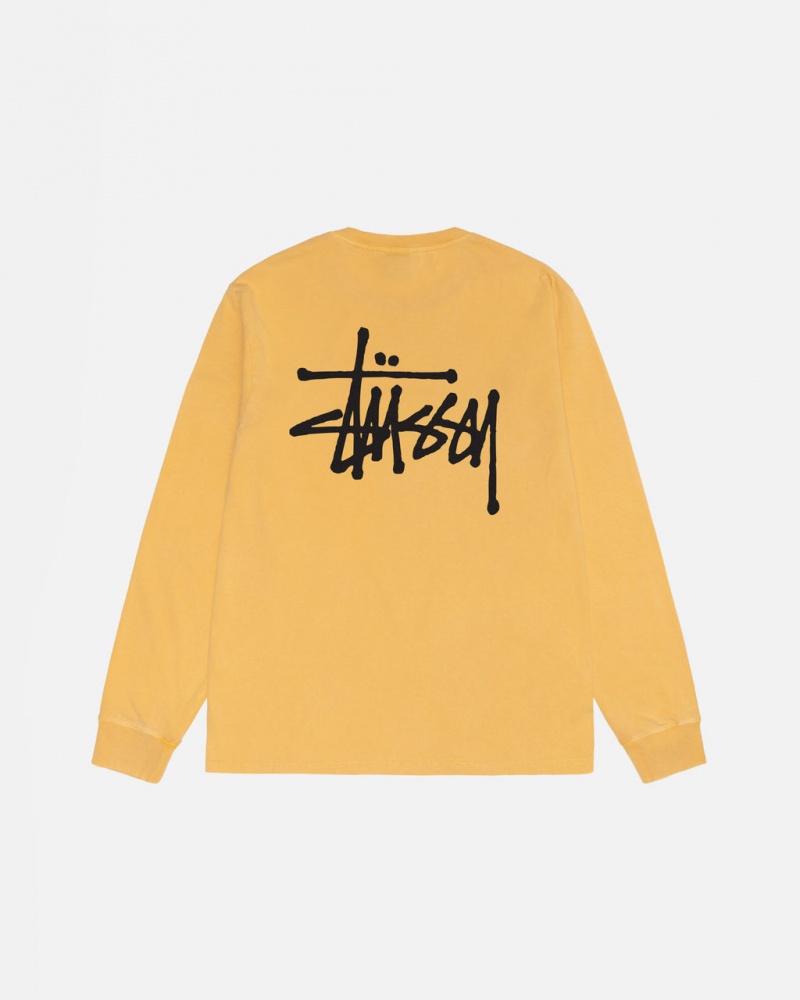 Stussy Basic Stussy LS Tee Pigment Dyed - Unisex Longsleeve Narancssárga | AHUDF55175