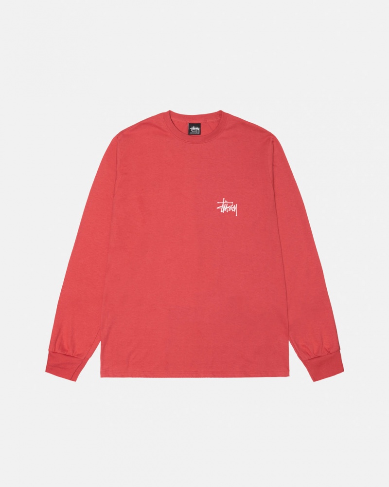 Stussy Basic Stussy LS Tee - Unisex Longsleeve Piros | HUEGJ99428