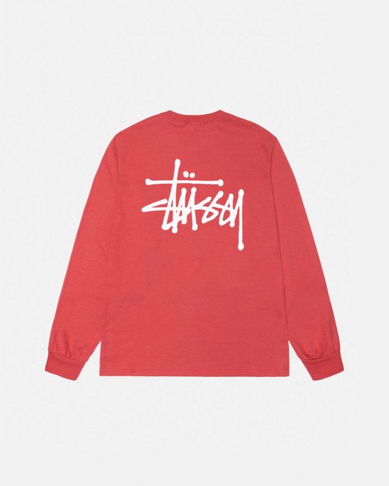 Stussy Basic Stussy LS Tee - Unisex Longsleeve Piros | HUEGJ99428