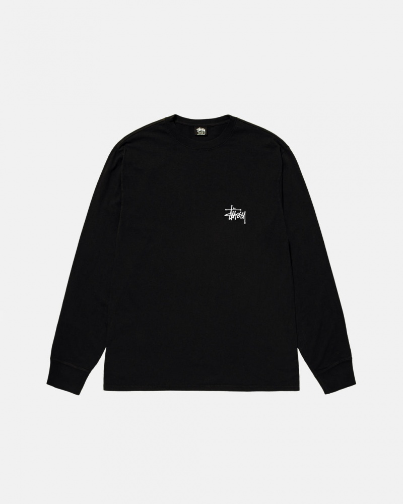 Stussy Basic Stussy LS Tee - Unisex Longsleeve Fekete | DHUKV77088