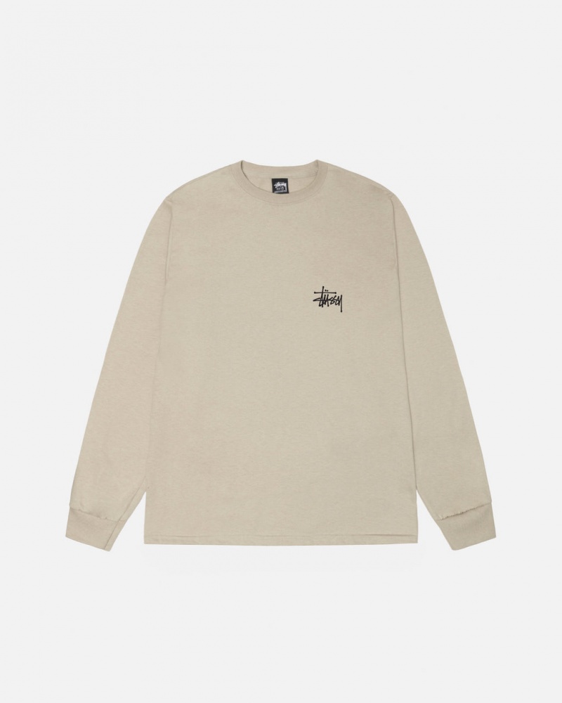 Stussy Basic Stussy Ls Tee - Mens Long Sleeve T-Shirt Khaki | HUJKU22769