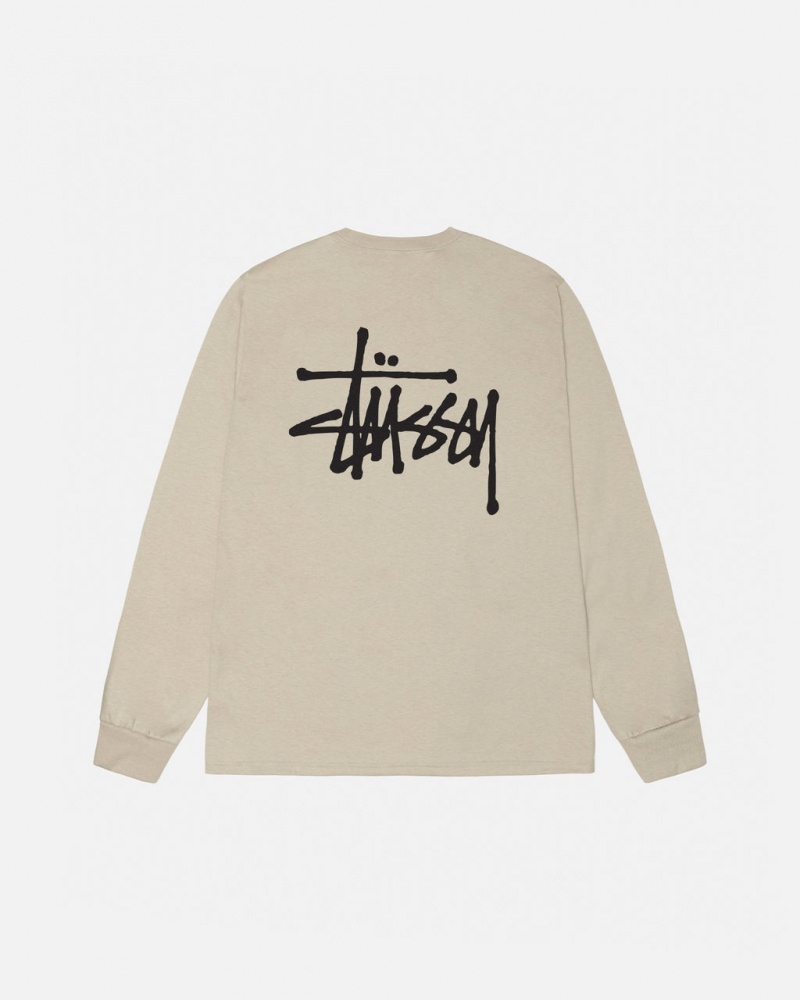 Stussy Basic Stussy Ls Tee - Mens Long Sleeve T-Shirt Khaki | HUJKU22769