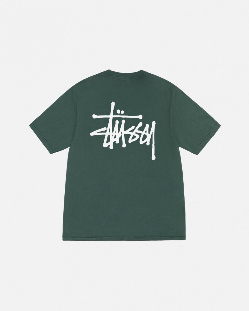 Stussy Basic Stussy Tee Pigment Dyed - Unisex Shortsleeve Zöld | BHUSO38596