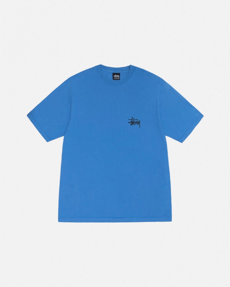 Stussy Basic Stussy Tee Pigment Dyed - Unisex Shortsleeve Kék | SHUVO74900