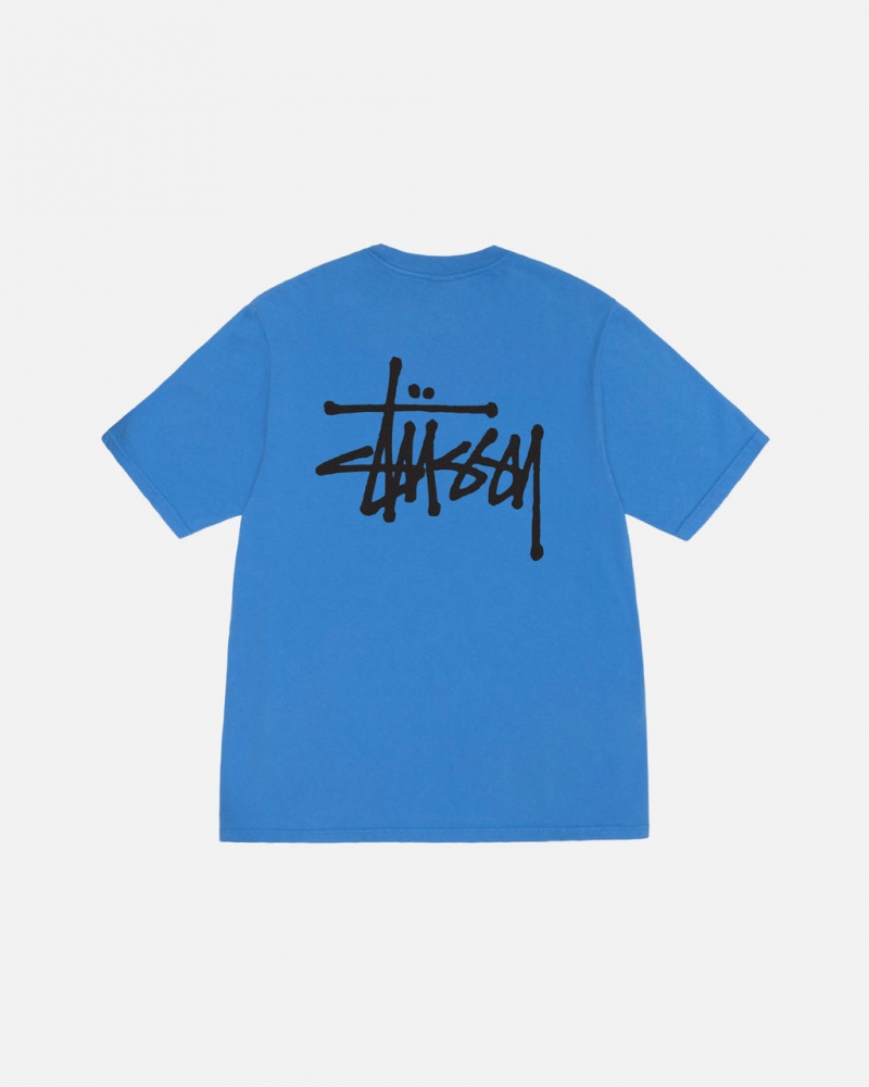 Stussy Basic Stussy Tee Pigment Dyed - Unisex Shortsleeve Kék | SHUVO74900