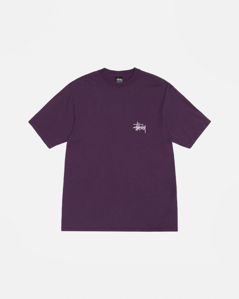 Stussy Basic Stussy Tee Pigment Dyed - Unisex Shortsleeve Lila | UHUTG54268