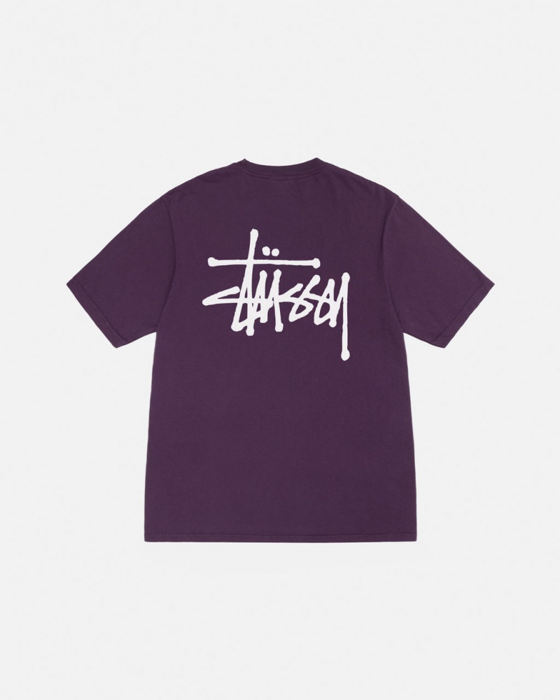 Stussy Basic Stussy Tee Pigment Dyed - Unisex Shortsleeve Lila | UHUTG54268