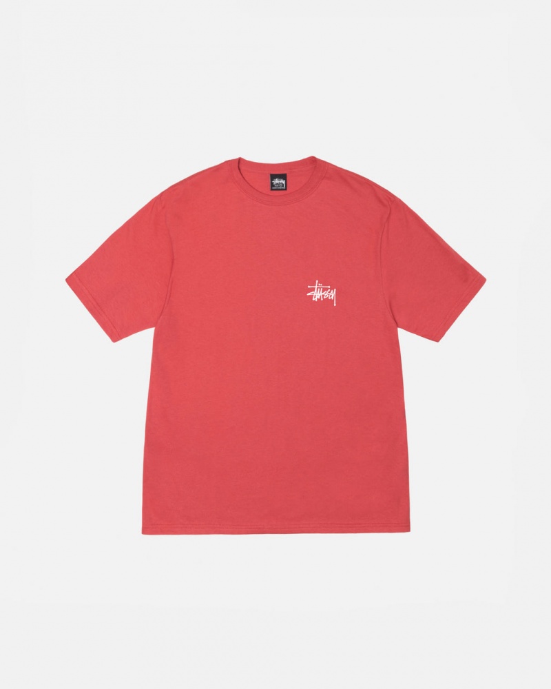 Stussy Basic Stussy Tee - Mens Rövid Sleeve T-Shirt Piros | ZHUNQ39380