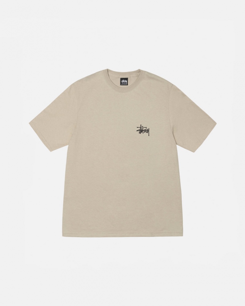 Stussy Basic Stussy Tee - Mens Rövid Sleeve T-Shirt Khaki | HUJZR74557