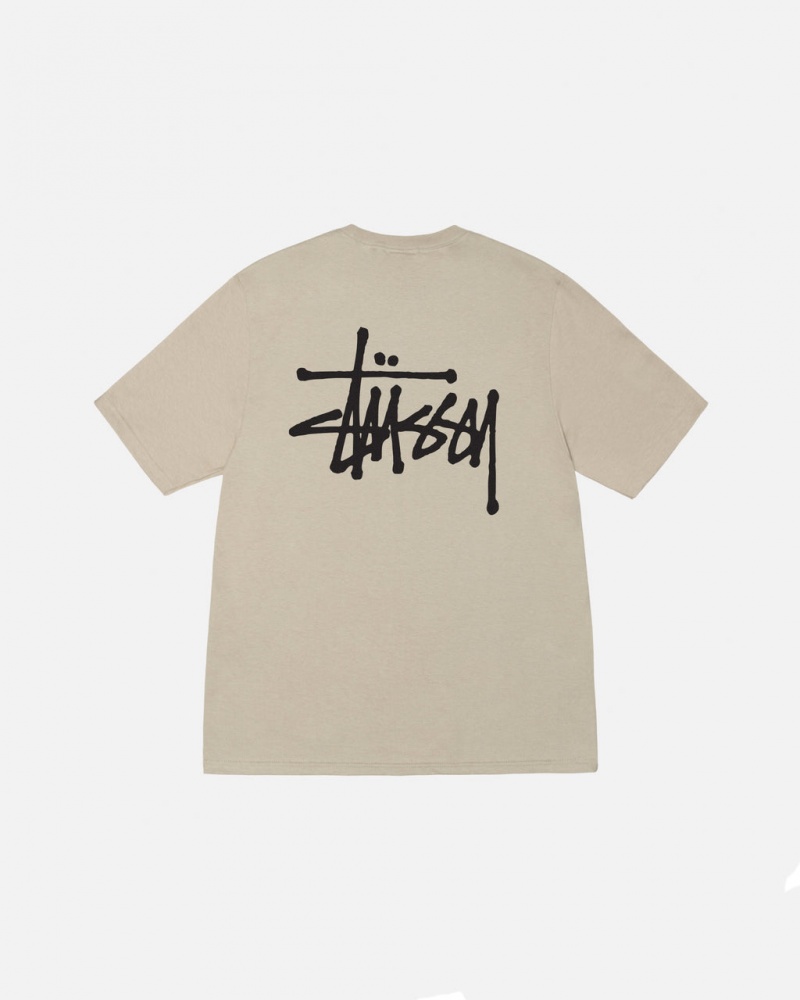 Stussy Basic Stussy Tee - Mens Rövid Sleeve T-Shirt Khaki | HUJZR74557