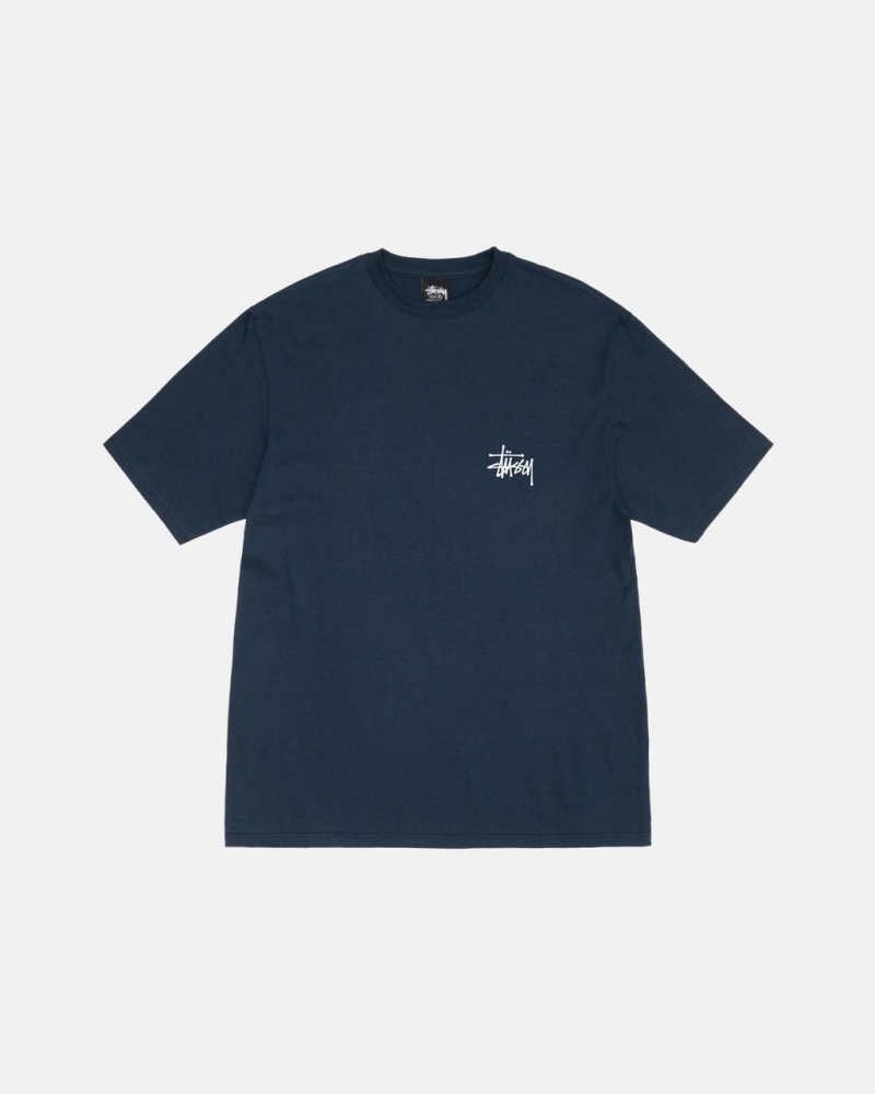 Stussy Basic Stussy Tee - Unisex Shortsleeve Sötétkék | HUXBR34432