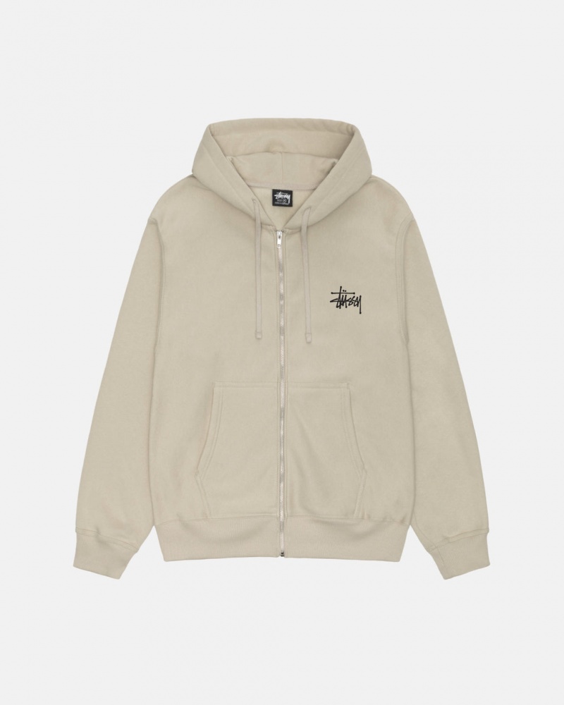 Stussy Basic Stussy Zip Hoodie - Unisex Hoodies Khaki | BHUSD52340