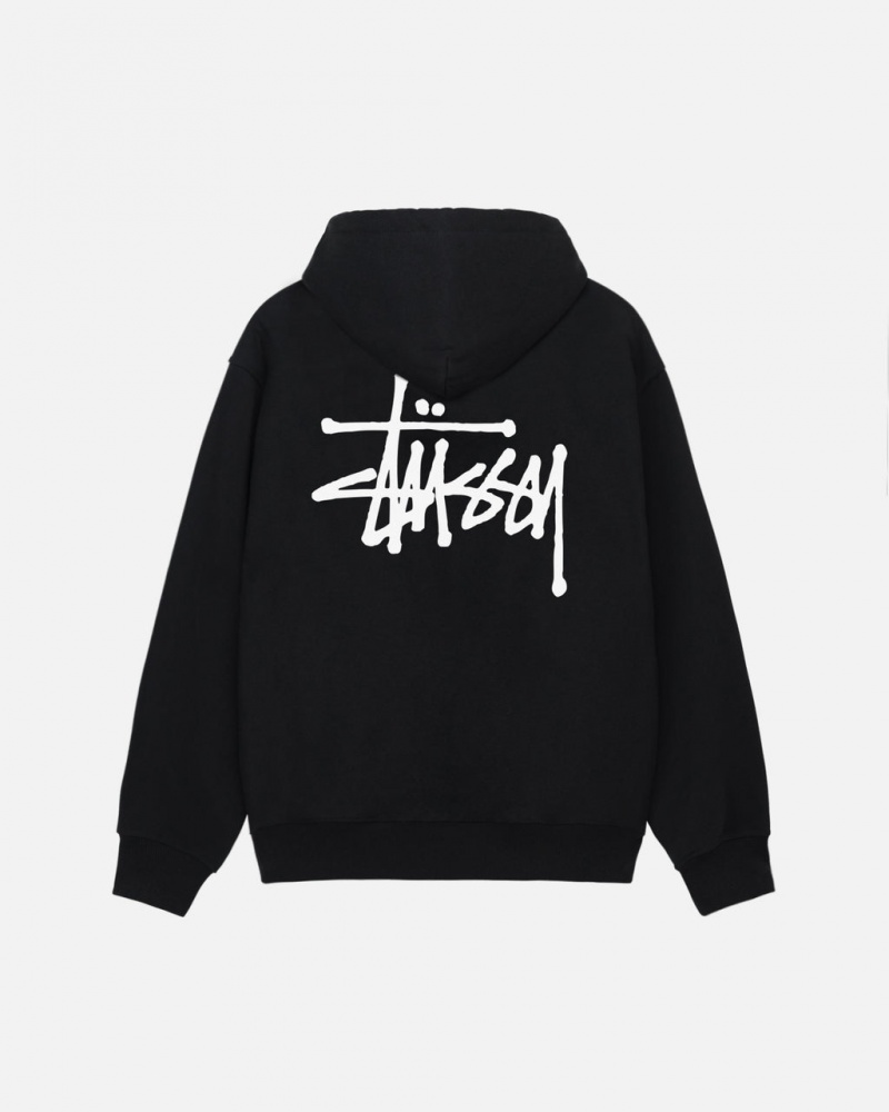 Stussy Basic Stussy Zip Hoodie - Unisex Hoodies Fekete | MHUFT75749