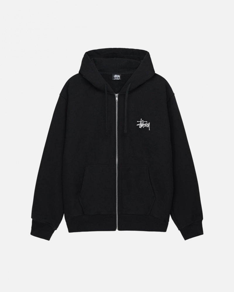 Stussy Basic Stussy Zip Hoodie - Unisex Hoodies Fekete | MHUFT75749