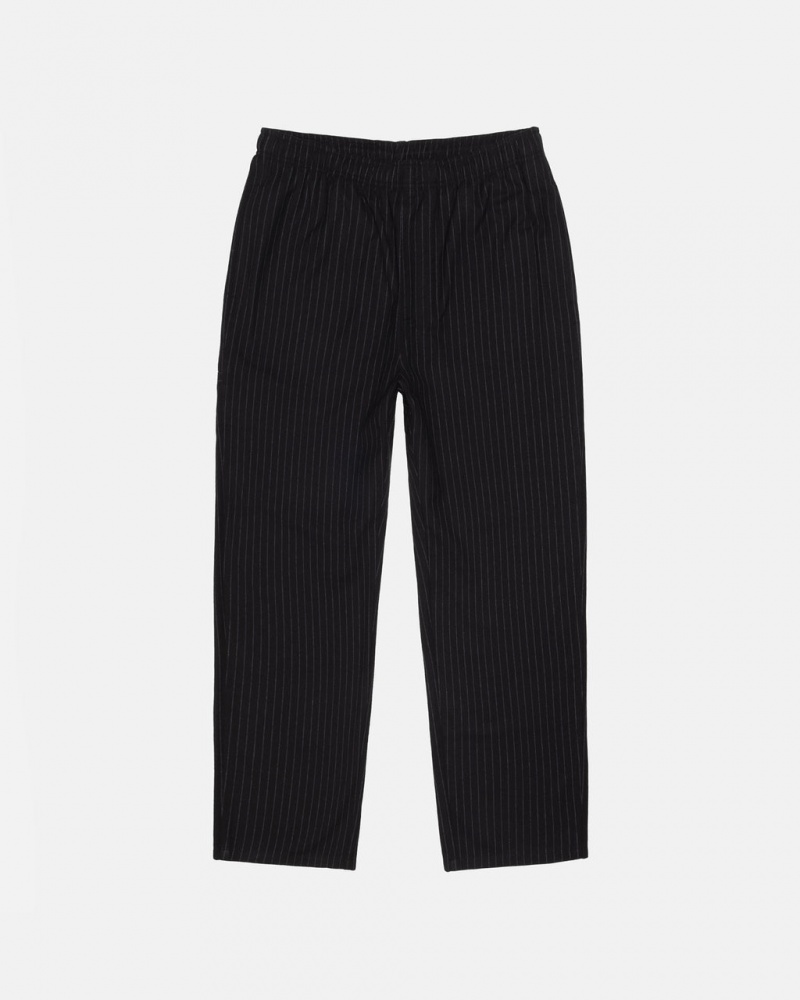 Stussy Beach Pant Gyapjú Stripe - Unisex Pants Fekete | GHUEC70324