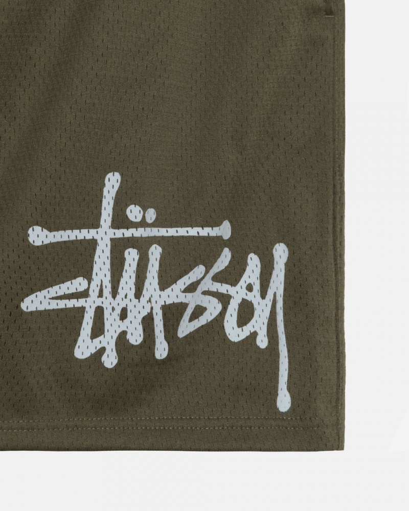 Stussy Big Basic Mesh Rövid - Men&s Shorts Trunks Olivazöld | UHUTG37751