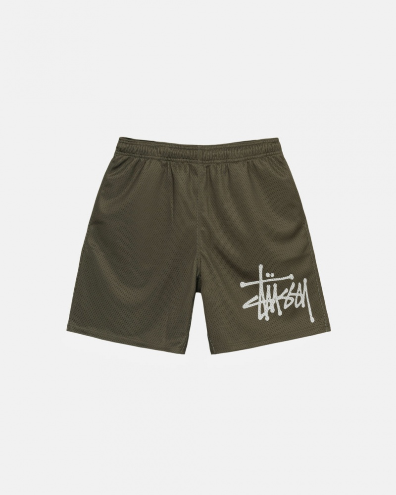 Stussy Big Basic Mesh Rövid - Men&s Shorts Trunks Olivazöld | UHUTG37751