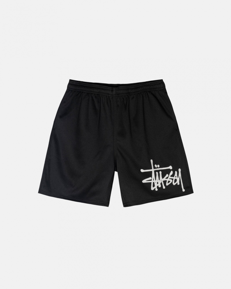 Stussy Big Basic Mesh Rövid - Men&s Shorts Trunks Fekete | FHUHY90355