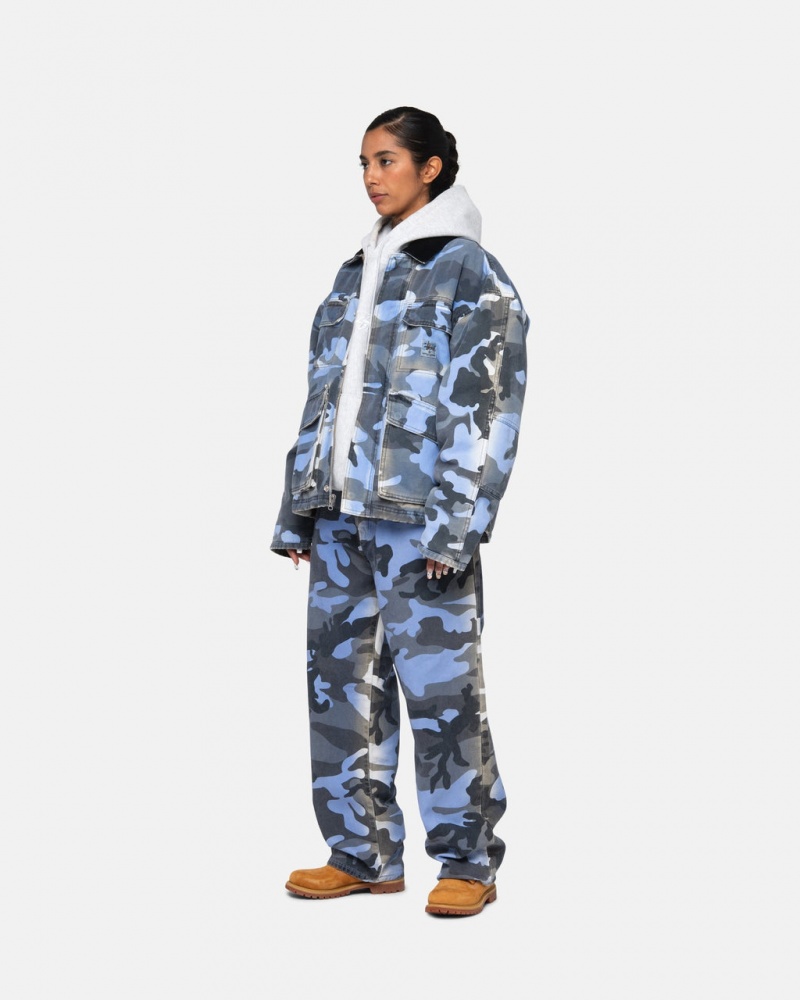 Stussy Big Ol& Jean Spray Dye Vászon - Unisex Denim Kék Camo | YHUVQ99025