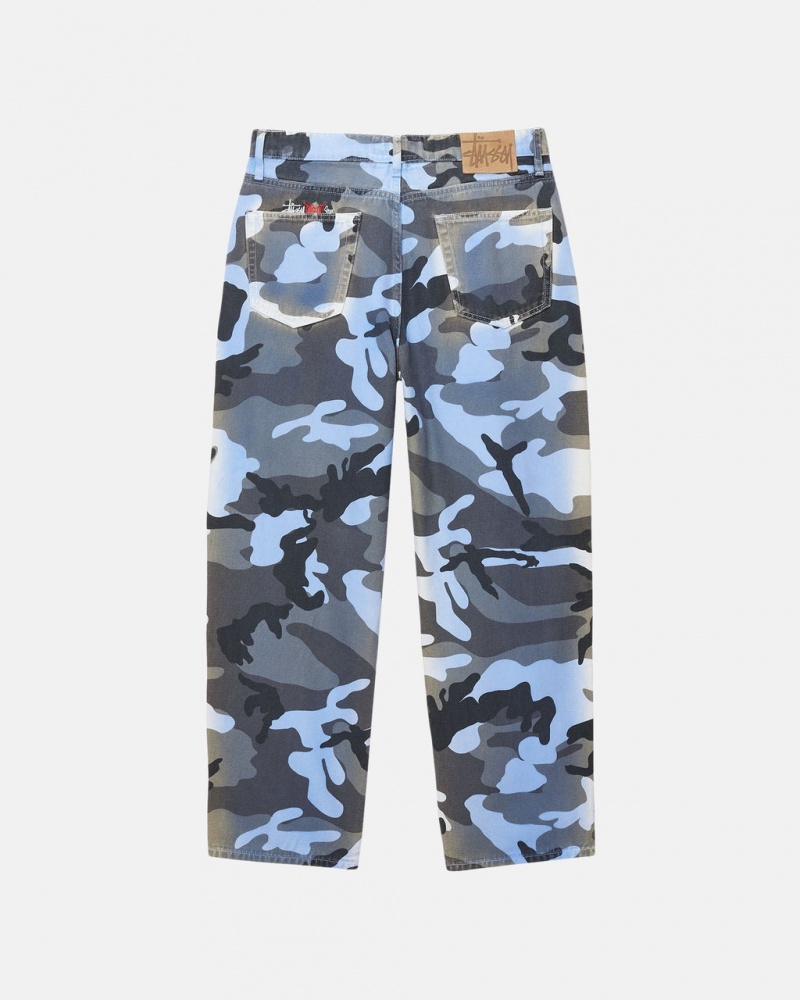 Stussy Big Ol& Jean Spray Dye Vászon - Unisex Denim Kék Camo | YHUVQ99025