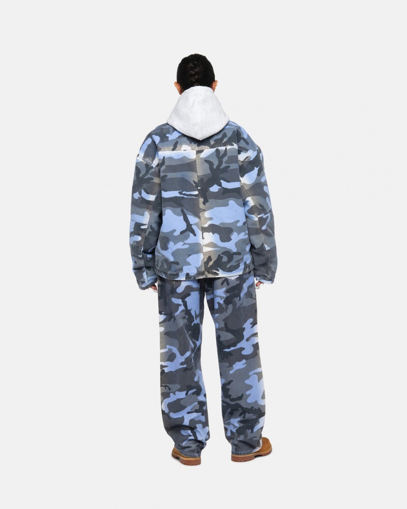 Stussy Big Ol& Jean Spray Dye Vászon - Unisex Denim Kék Camo | YHUVQ99025