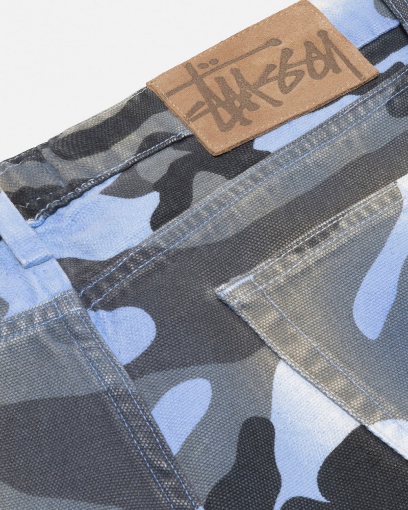 Stussy Big Ol& Jean Spray Dye Vászon - Unisex Denim Kék Camo | YHUVQ99025