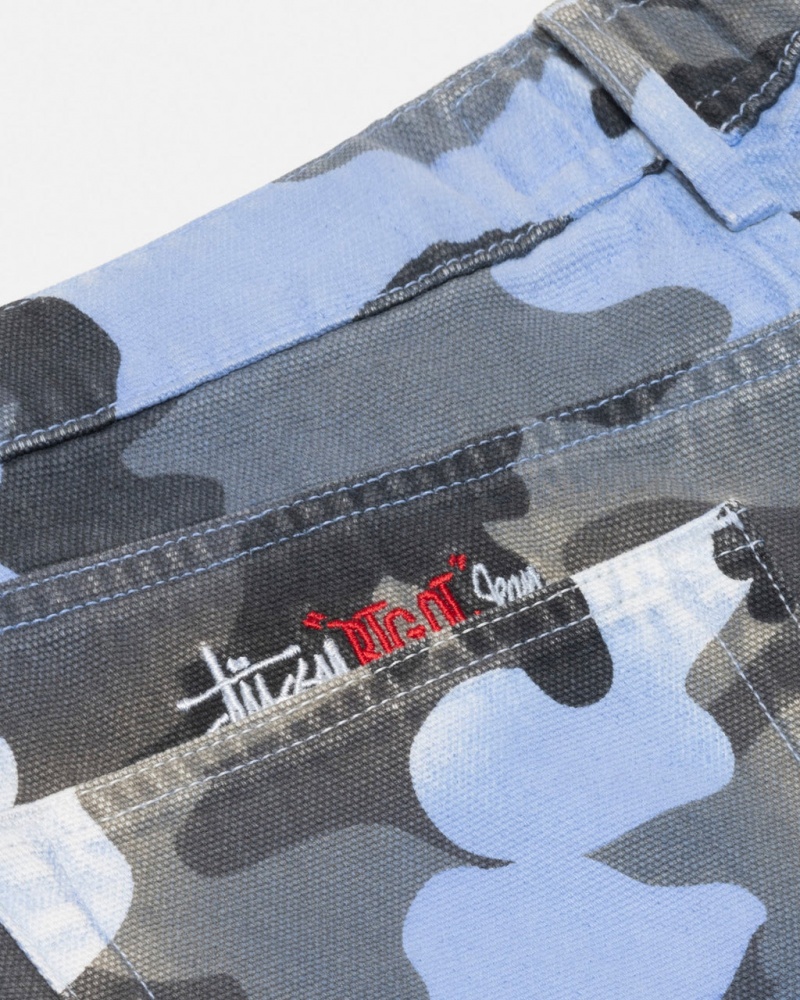 Stussy Big Ol& Jean Spray Dye Vászon - Unisex Denim Kék Camo | YHUVQ99025