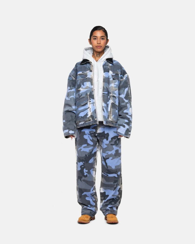 Stussy Big Ol& Jean Spray Dye Vászon - Unisex Denim Kék Camo | YHUVQ99025