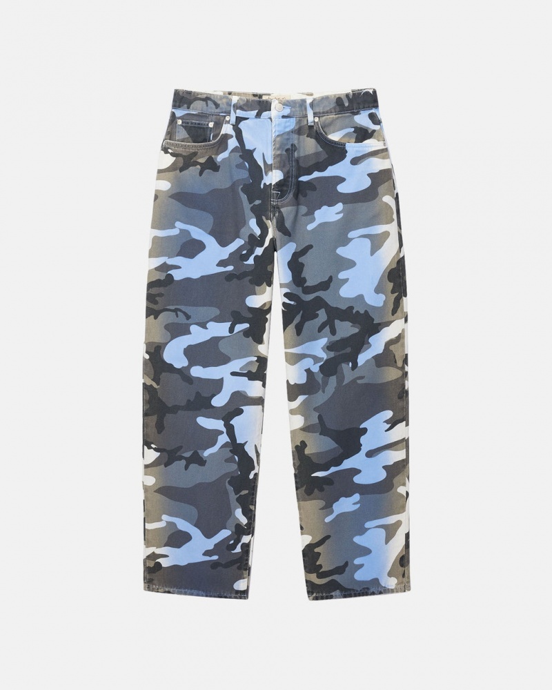 Stussy Big Ol& Jean Spray Dye Vászon - Unisex Denim Kék Camo | YHUVQ99025