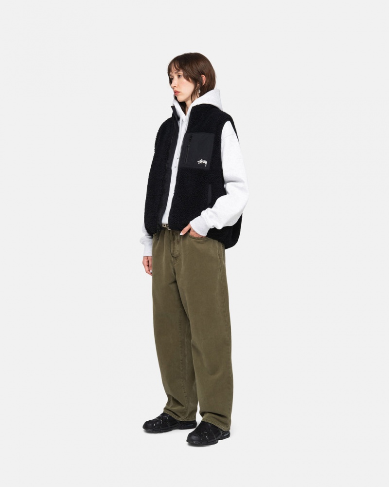 Stussy Big Ol& Jean Washed Vászon - Unisex Pants Olivazöld | PHUQX64754