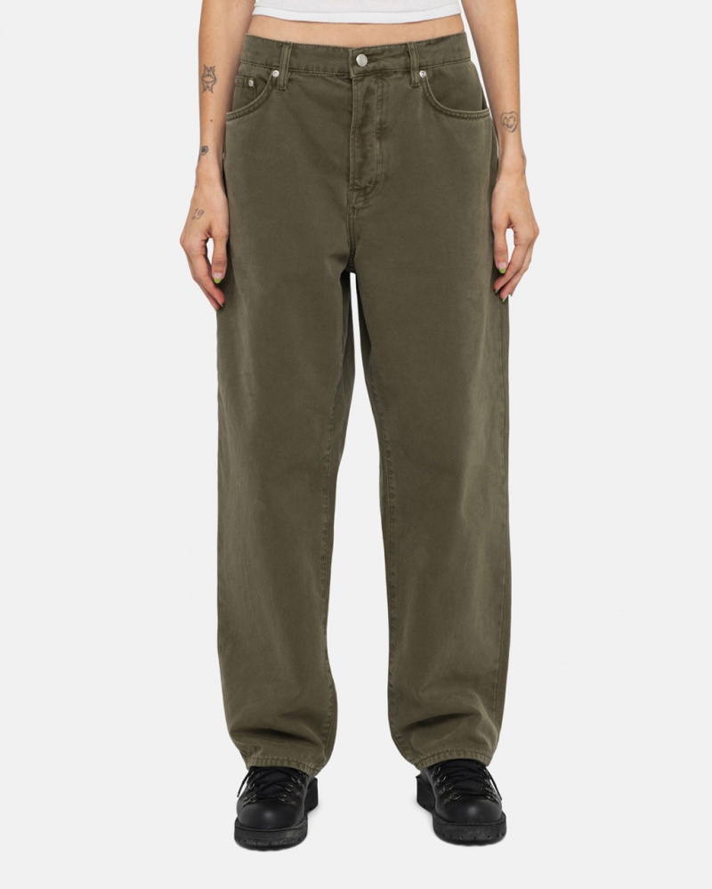 Stussy Big Ol& Jean Washed Vászon - Unisex Pants Olivazöld | PHUQX64754