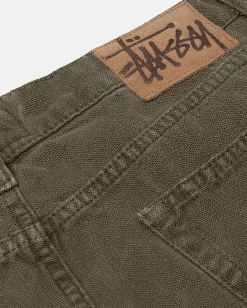 Stussy Big Ol& Jean Washed Vászon - Unisex Pants Olivazöld | PHUQX64754