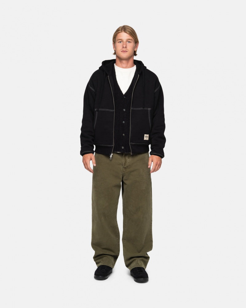 Stussy Big Ol& Jean Washed Vászon - Unisex Pants Olivazöld | PHUQX64754