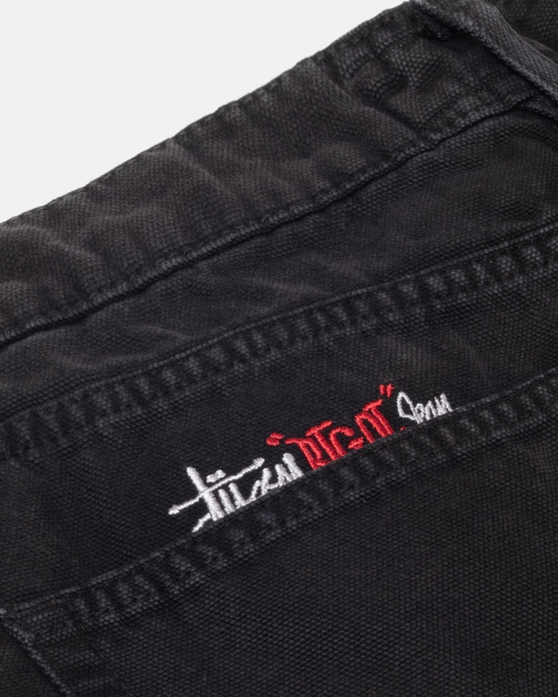 Stussy Big Ol& Jean Washed Vászon - Unisex Pants Fekete | EHUHC36280