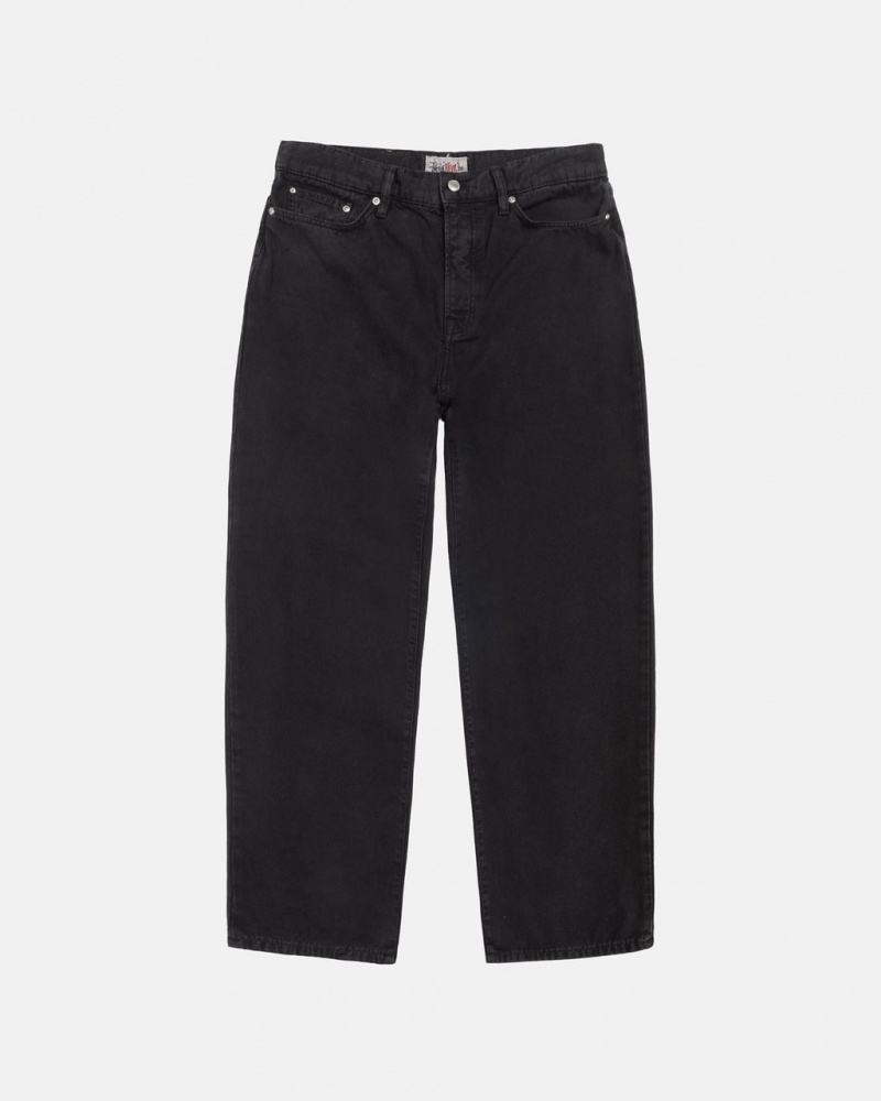 Stussy Big Ol& Jean Washed Vászon - Unisex Pants Fekete | EHUHC36280