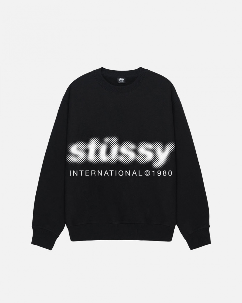 Stussy Blur Crew - Unisex Hoodies Fekete | HUQCS66585