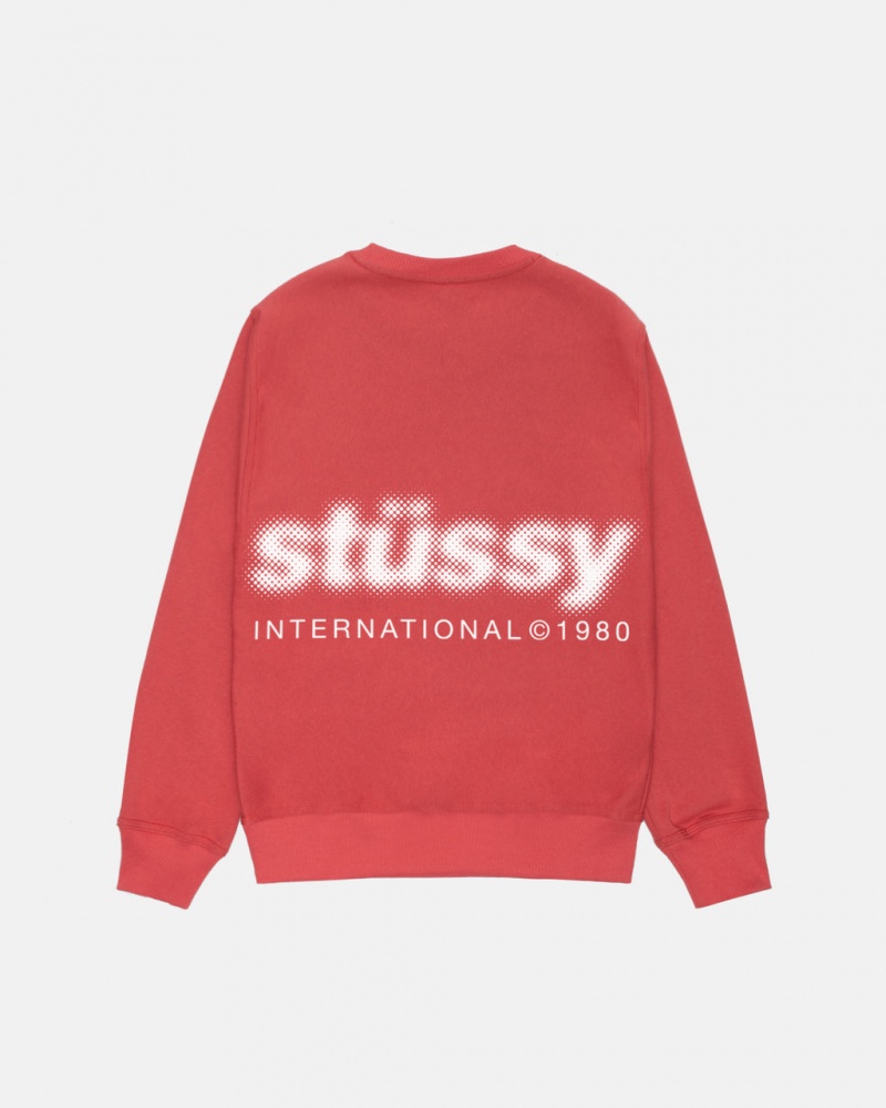 Stussy Blur Crew - Unisex Hoodies Piros | YHUGT97384