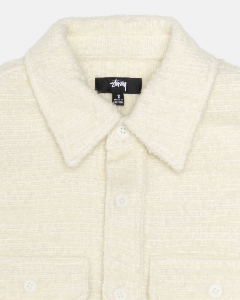 Stussy Boucle Gyapjú Cpo Shirt - Unisex Tops Shirts Bézs | HUJZR71573