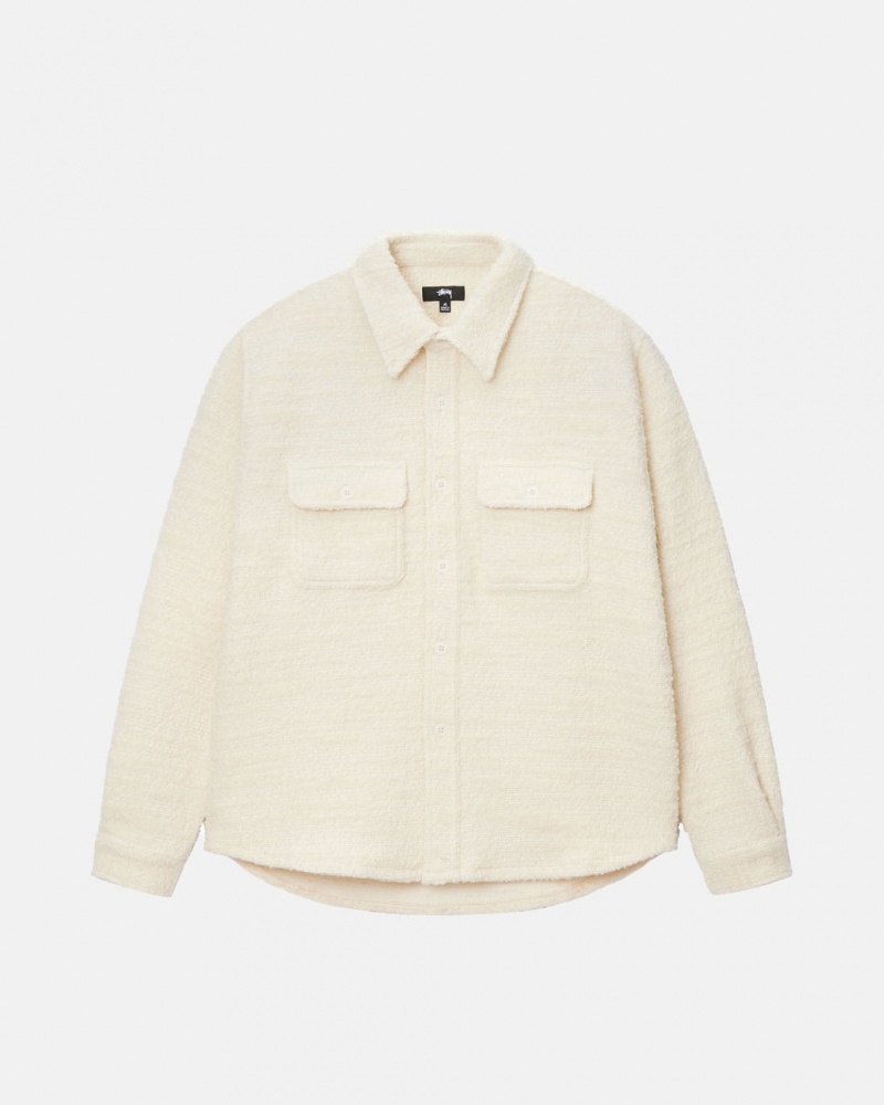 Stussy Boucle Gyapjú Cpo Shirt - Unisex Tops Shirts Bézs | HUJZR71573