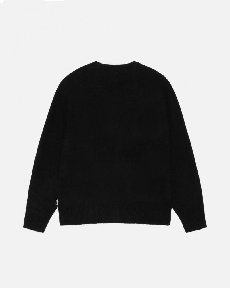 Stussy Brushed Cardigan - Unisex Sweaters Fekete | BHUSD69318