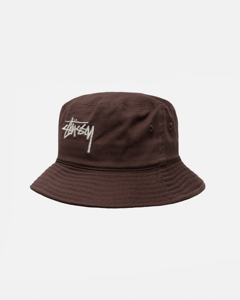 Stussy Bucket Hat Big Stock - Unisex Csokoládé | UHUTG75007