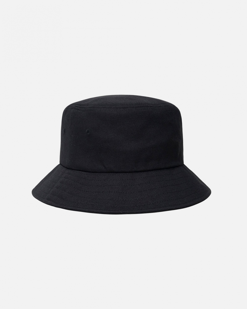 Stussy Bucket Hat Big Stock - Unisex Fekete | EHUHC78054