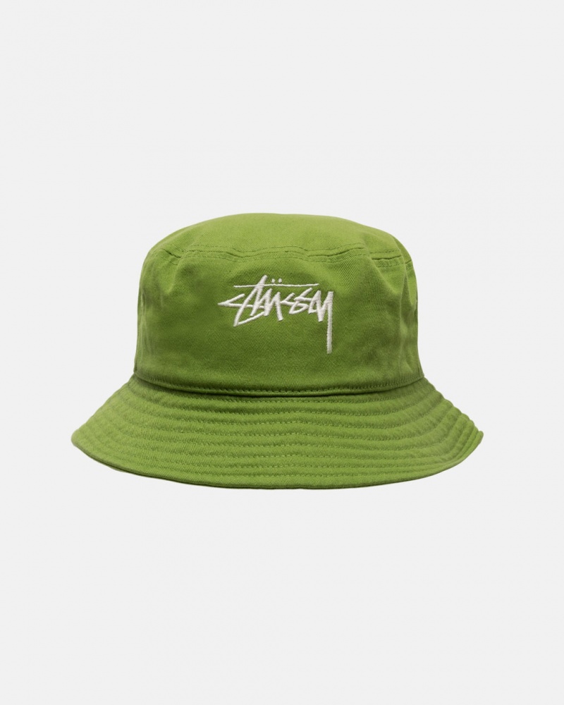 Stussy Bucket Hat Big Stock - Unisex Zöld | HUEGJ57257