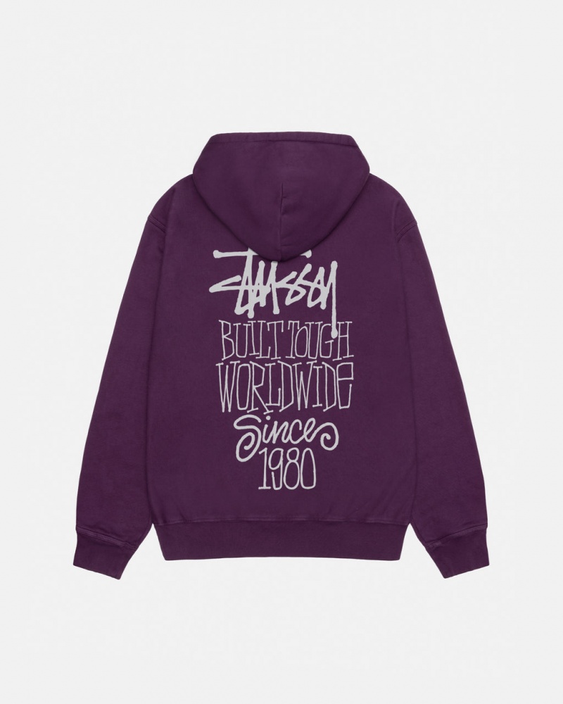 Stussy Built Tough Hoodie Pigment Dyed - Unisex Hoodies Lila | PHUER24426