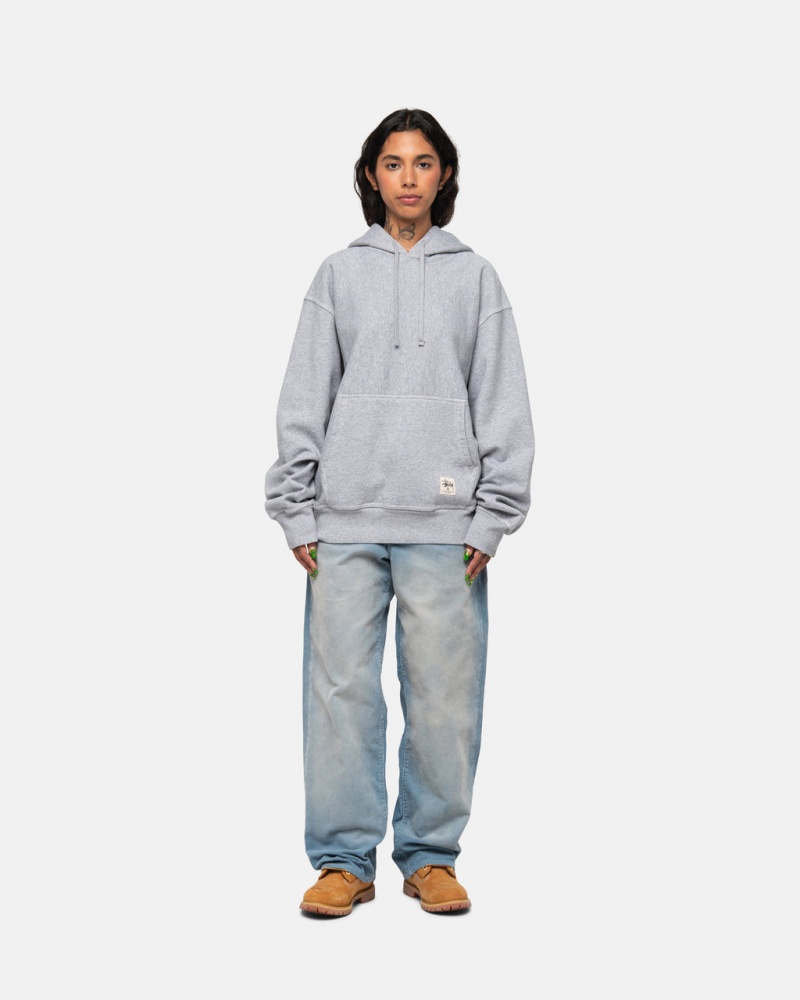 Stussy Contrast Stitch Label Hoodie - Unisex Hoodies Szürke | HUZDE25086